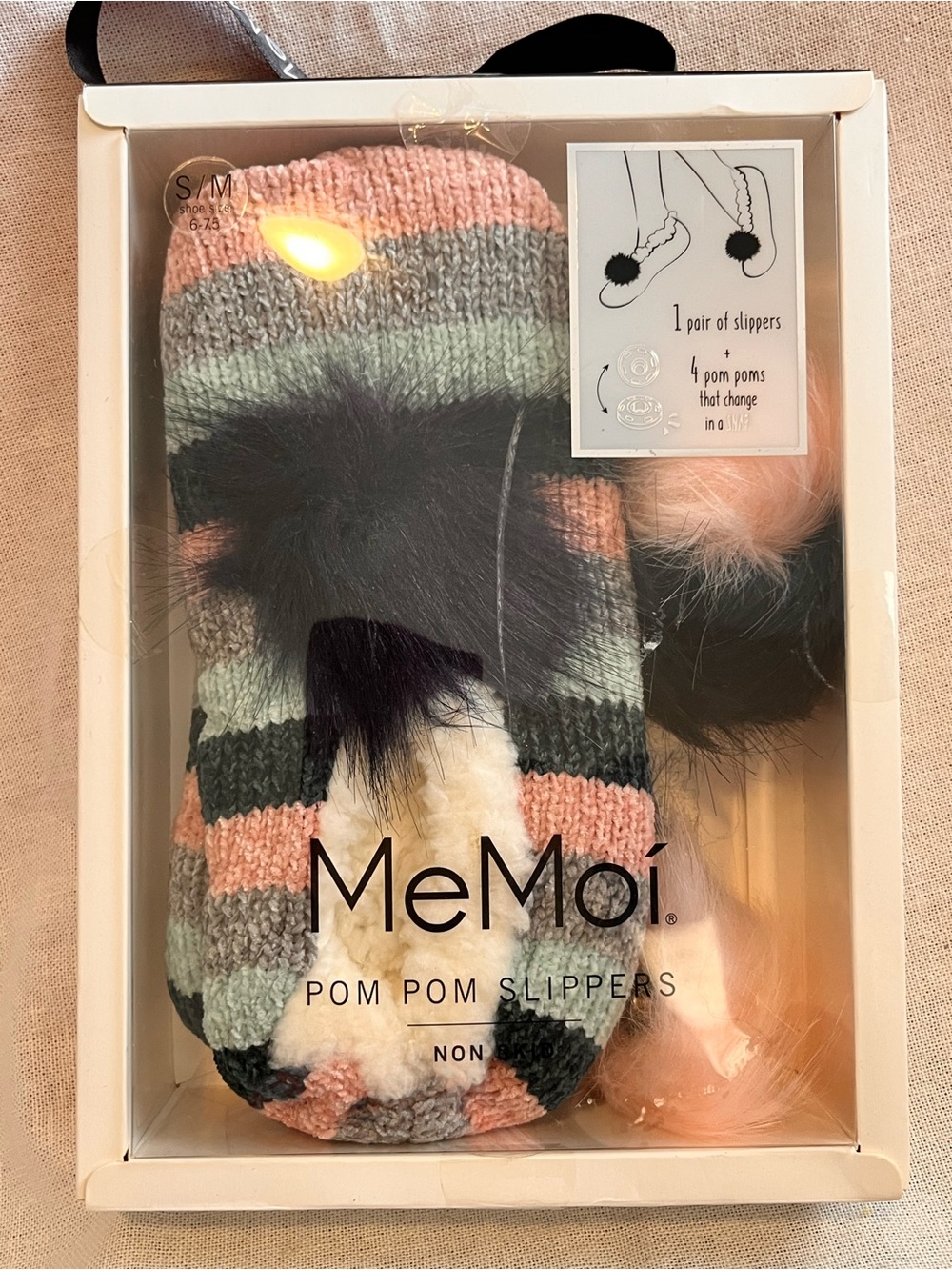 MeMoi Women's Multicolor Pom Pom Slipper Socks